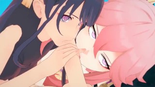 高清60帧！八重神子与雷电将军在尘歌壶私人温泉中，与旅行者上演三人激情组！